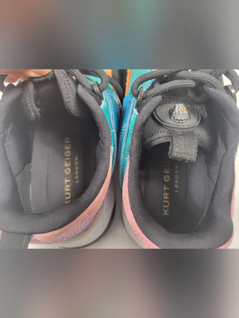 Kurt Geiger London Loaded Metallic Rainbow Platform Sneakers Sz 8